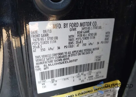 2014 Lincoln Navigator L из США, поврежденный, VIN 5LMJJ3H52EEL00757